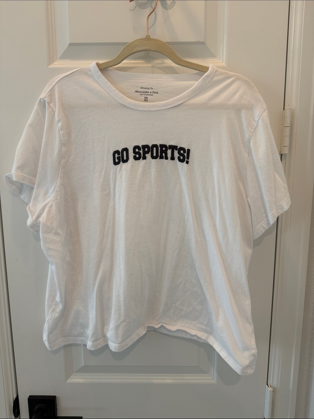 Abercrombie & Fitch White Crewneck Tee with Black Logo Print